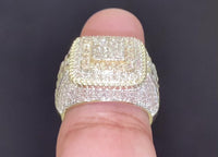 
              10K YELLOW GOLD 3.25 CARAT MENS REAL DIAMOND ENGAGEMENT WEDDING PINKY RING BAND
            
