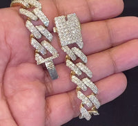 
              10K YELLOW GOLD 12 CARAT REAL DIAMOND 67 GRAMS 15MM 8.75 INCHES CUBAN LINK BRACELET
            