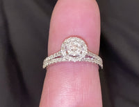 
              10K WHITE GOLD .85 CT WOMEN REAL DIAMOND ENGAGEMENT RING WEDDING BAND RING SET
            