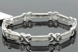 .75 CARAT NATURAL DIAMONDS STERLING SILVER BRACELET BANGLE