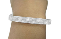 
              1.25 CARAT GENUINE DIAMONDS WOMENS LADIES STERLING SILVER WHITE GOLD FINISH PAVE BRACELET BANGLE
            