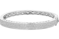 
              1.25 CARAT GENUINE DIAMONDS WOMENS LADIES STERLING SILVER WHITE GOLD FINISH PAVE BRACELET BANGLE
            