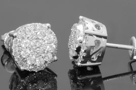 10K WHITE GOLD 1.25 CARAT MENS/WOMENS 10mm REAL GENUINE DIAMONDS EARRING STUDS