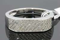 
              .35 CARAT MENS STERLING SILVER NATURAL DIAMOND ENGAGEMENT WEDDING PINKY RING
            
