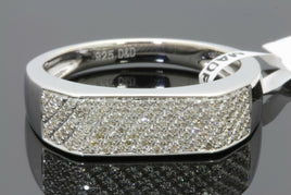 .35 CARAT MENS STERLING SILVER NATURAL DIAMOND ENGAGEMENT WEDDING PINKY RING