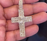 
              10K YELLOW GOLD 3.75 CARAT 2.25 INCHES 11.72 GRAMS REAL DIAMOND MEN CROSS PENDANT CHARM CROSS
            