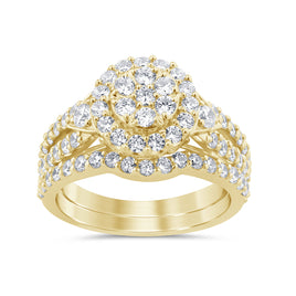 10K YELLOW GOLD 1.85 CARAT WOMEN REAL DIAMOND ENGAGEMENT RING WEDDING BAND BRIDAL SET