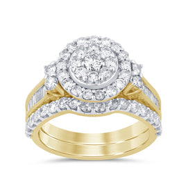 10K YELLOW GOLD 2 CARAT WOMEN REAL DIAMOND ENGAGEMENT RING WEDDING BAND BRIDAL SET