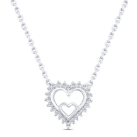 
              10K WHITE GOLD .15 CARAT REAL DIAMOND HEART PENDANT NECKLACE WITH GOLD CHAIN
            