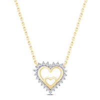 
              10K YELLOW GOLD .15 CARAT REAL DIAMOND HEART PENDANT NECKLACE WITH GOLD CHAIN
            