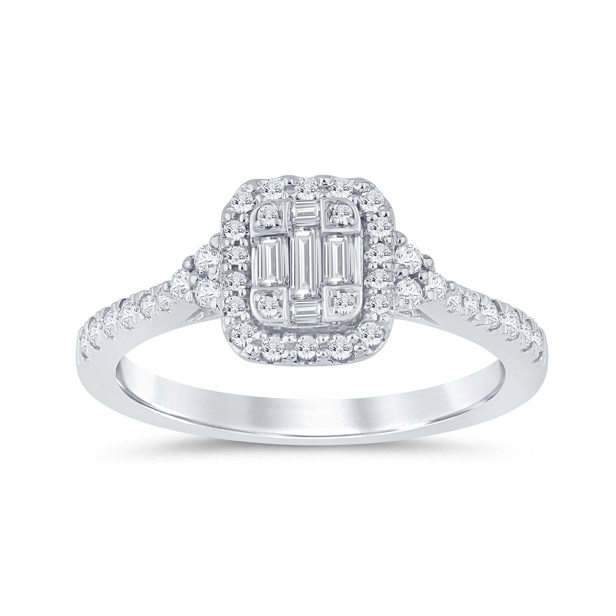 10K WHITE GOLD .50 CARAT WOMENS REAL DIAMOND ENGAGEMENT WEDDING RING