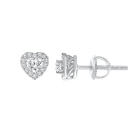 
              10K WHITE GOLD .30 CARAT REAL DIAMOND 5MM WOMENS HEART HOOPS EARRINGS HUGGIE STUDS
            