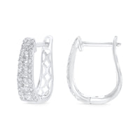 
              10K WHITE GOLD .85 CARAT REAL DIAMOND WOMENS LADIES HOOPS EARRINGS HUGGIE STUDS
            