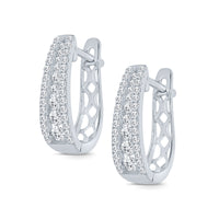 
              10K WHITE GOLD .85 CARAT REAL DIAMOND WOMENS LADIES HOOPS EARRINGS HUGGIE STUDS
            