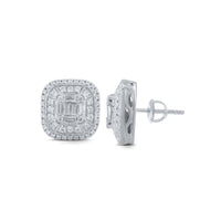 
              10K WHITE GOLD .85 CARAT MENS WOMENS 11MM 100% GENUINE DIAMONDS EARRING STUDS
            