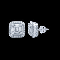 
              10K WHITE GOLD .75 CARAT 100% GENUINE DIAMONDS 8MM MENS/WOMENS EARRING STUDS
            