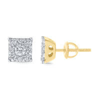 
              10K YELLOW GOLD .85 CARAT 100% GENUINE DIAMONDS 7 MM MENS/WOMENS EARRING STUDS
            