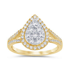 10K YELLOW GOLD 1 CARAT WOMEN REAL DIAMOND ENGAGEMENT RING WEDDING RING BRIDAL