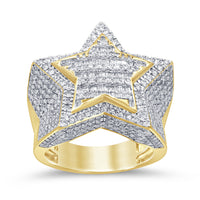 
              10K SOLID YELLOW GOLD 3.25 CARAT REAL DIAMOND STAR ENGAGEMENT RING WEDDING PINKY BAND
            