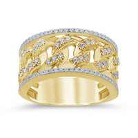 
              10K SOLID YELLOW GOLD .85 CARAT REAL DIAMOND CUBAN LINK ENGAGEMENT RING WEDDING PINKY BAND
            