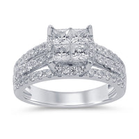 
              10K WHITE GOLD 2 CARAT WOMEN REAL DIAMOND PRINCESS ENGAGEMENT RING WEDDING RING BRIDAL
            