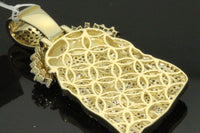 
              10K YELLOW GOLD 3.50 CARAT REAL DIAMOND 2 INCHES MEN JESUS FACE HEAD CROSS CHARM PENDANT
            