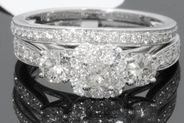 10K WHITE GOLD 1.50 CARAT WOMEN PRINCESS DIAMOND ENGAGEMENT RING WEDDING BAND BRIDAL SET