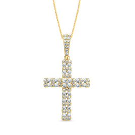 10K YELLOW GOLD 2.50 CARAT 1.75 INCHES REAL DIAMOND MEN CROSS PENDANT CHARM CROSS