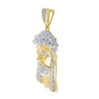 
              10K YELLOW GOLD .50 CARAT REAL DIAMOND 1.5 INCHES MEN JESUS FACE HEAD CROSS CHARM PENDANT
            