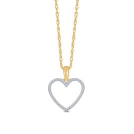 10K YELLOW GOLD .15 CT REAL DIAMOND HEART PENDANT NECKLACE WITH GOLD CHAIN