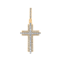 
              10K YELLOW GOLD .40 CARAT REAL DIAMONDS 1.50 INCHES CROSS PENDANT WITH 18" GOLD CHAIN
            