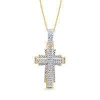 
              10K YELLOW GOLD 1.75 CARAT 1.75 INCHES REAL DIAMOND MEN CROSS PENDANT CHARM CROSS
            