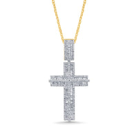 
              10K YELLOW GOLD 1.75 CARAT 2 INCHES REAL DIAMOND CROSS PENDANT CHARM CROSS
            