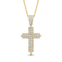 
              10K YELLOW GOLD 2.75 CARAT 1.75 INCHES REAL DIAMOND MEN CROSS PENDANT CHARM CROSS
            