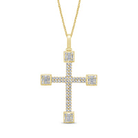 
              10K YELLOW GOLD 2.50 CARAT 2.25 INCHES REAL DIAMOND MEN CROSS PENDANT CHARM CROSS
            