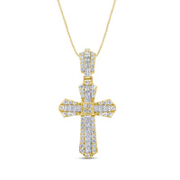 
              10K YELLOW GOLD 2 CARAT 2 INCHES REAL DIAMOND MEN CROSS PENDANT CHARM CROSS
            