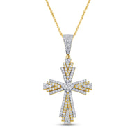 
              10K YELLOW GOLD 1.25 CARAT 1.75 INCHES REAL DIAMOND MEN CROSS PENDANT CHARM CROSS
            