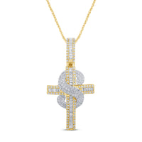 
              10K YELLOW GOLD .75 CARAT 1.25 INCHES REAL DIAMOND CROSS PENDANT CHARM CROSS
            