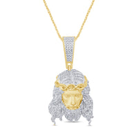
              10K YELLOW GOLD .75 CARAT 1.50 INCHES REAL DIAMOND JESUS HEAD CROSS PENDANT CHARM CROSS
            