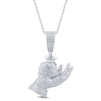 
              10K SOLID WHITE GOLD 1.25 CARAT REAL DIAMOND 1.50 INCHES HAND MONEY BAG PENDANT WITH CHAIN
            