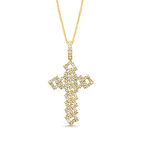 
              10K YELLOW GOLD 1.25 CARAT 1.75 INCHES REAL DIAMOND MEN CROSS PENDANT CHARM CROSS
            