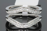 
              10K WHITE GOLD SOLITAIRE ENHANCER .55 CARAT DIAMOND RING GUARD WRAP WEDDING BAND
            