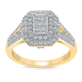 10K YELLOW GOLD 1.10 CARAT WOMEN PRINCESS DIAMOND ENGAGEMENT RING WEDDING BRIDAL