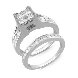10K WHITE GOLD 1.10 CARAT WOMENS REAL DIAMOND ENGAGEMENT RING WEDDING BAND SET