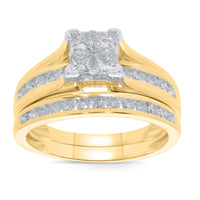 
              10K YELLOW GOLD 1.10 CARAT WOMENS REAL DIAMOND ENGAGEMENT RING WEDDING BAND SET
            