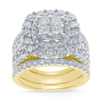 
              10K YELLOW GOLD 4.25 CARAT WOMEN REAL PRINCESS DIAMOND ENGAGEMENT RING 2 WEDDING BANDS RING SET
            