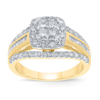 
              10K YELLOW GOLD 1.50 CARAT PRINCESS DIAMOND ENGAGEMENT RING WEDDING RING BRIDAL
            