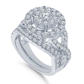 10K WHITE GOLD 2.25 CARAT REAL DIAMOND ENGAGEMENT RING WEDDING BAND BRIDAL SET