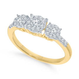 10K YELLOW GOLD .60 CARAT WOMEN REAL DIAMOND ENGAGEMENT RING WEDDING RING BRIDAL