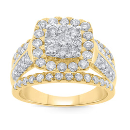 10K YELLOW GOLD 2.25 CARAT WOMEN REAL DIAMOND ENGAGEMENT RING WEDDING RING BRIDAL